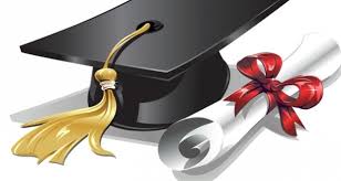 A graduation cap and diploma are shown.